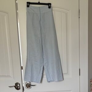 Elegant Light Blue Wide Leg -crop Women's Pants